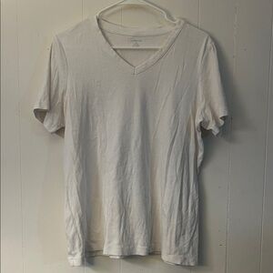Lands' End White Cotton V-Neck Shirt
